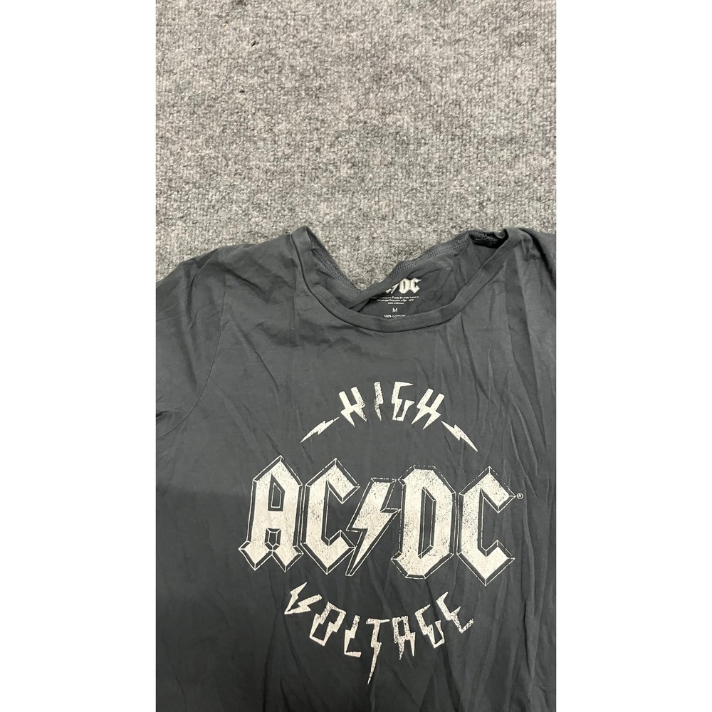 AC/DC T-Shirt Womens Size M Charcoal Gray High Voltage Graphic Band Tee Cotton